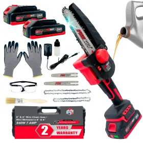 Promaker 659859301501 Brushless Mini Chainsaw 8-inch And 6-inch 7 Amp 30 Ft/s Chain Speed Co