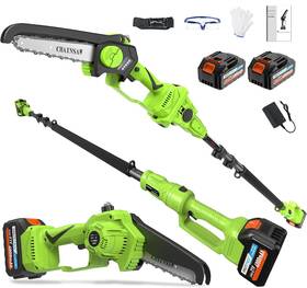 Protmex 445052222230 2 In 1 Pole Saw 6 Inch With Mini Chainsaw 21v 4.0ah Batteries Extending Pol