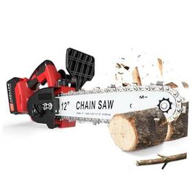Qardoz 705353120992 Chainsaw 12 Inch Battery Powered Upgraded Chainsaw-red