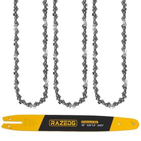 Razedg 037936128249 16 Inch Chainsaw Bar And Chain Combo 3/8 Lp Pitch 043 Yellow