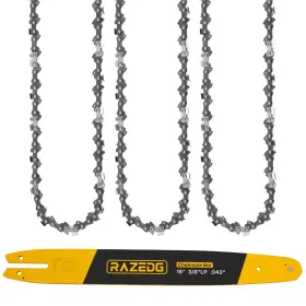 Razedg 037936128249 16 Inch Chainsaw Bar And Chain Combo 3/8 Lp Pitch 043 Yellow