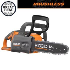Ridgid 445046610630 12 Inch Brushless Electric Battery Chainsaw 18v Lightweight Sawing Tool