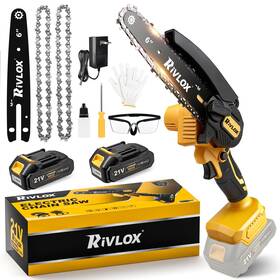 Rivlox 69e40b8bb5b21094af055a76 Mini Chainsaw 6 Inch Cordless Handheld Electric Saw With 2 Pack