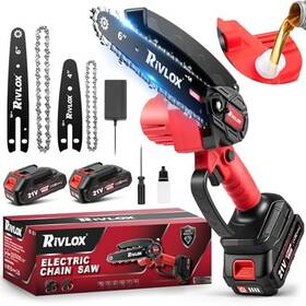 Rivlox Gj241230-1 Mini Chainsaw 6 And 4 Inch Electric Chainsaws Cordless Battery Powered One-hand