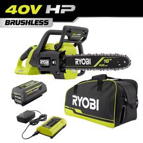 Ryobi 313028944998 40v Hp Brushless 16 Inch Battery Chainsaw With Universal Bag 4.0 Ah Bat