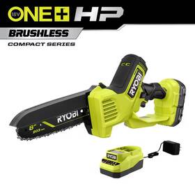 Ryobi 445031431424 One Hp 18v Brushless 8 Inch Battery Compact Pruning Mini Chainsaw With 2.0 Ah Ba