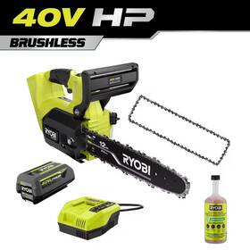 Ryobi 445033693660 40v Hp Brushless 12 Inch Top Handle Battery Chainsaw Extra Chain And Bar Cha