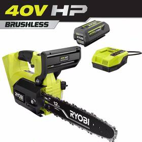 Ryobi 445046472450 40v Hp Brushless 12 Inch Top Handle Battery Chainsaw With 4.0 And Charger