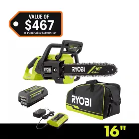 Ryobi 744759539021 40v Hp Brushless 16 Inch Battery Chainsaw With Universal Bag 4.0 Ah Bat