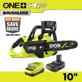 Pblcw01k Ryobi One Hp 18v Brushless 10 Inch Cordless Battery Chainsaw With 4.0 Ah And