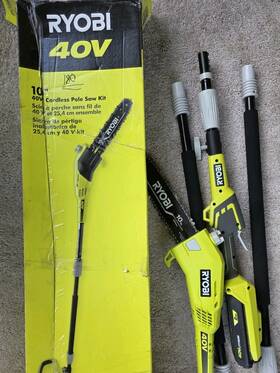 Ryobi Ry40205 10 Inch 40v Cordless 18v Battery Pole Saw And Charger Included Open Bx
