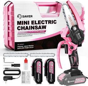 Saker 313021851835 Portable Electric Mini Chainsaw With Batteries And Chains For Garden Use