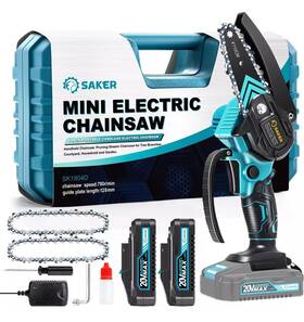 Saker Sk1804dbt02-u-1 Mini Chainsaw Portable Electric Cordless 2pcs 20vbatteries&blue
