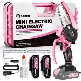 Saker Sk1804dpt02-u Portable Electric Pink Mini Chainsaw Cordless Handheld 2pcs 20v 1500mah