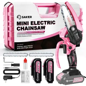 Sk1804dpt02-u Saker Portable Electric Pink Mini Chainsaw Cordless Handheld 2pcs 20v 1500mah