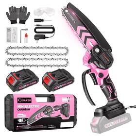 Saker Wmt-1806c Mini Chainsaw 6-inch Electric Rechargeable Cordless Pink