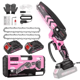 Wmt-1806c Saker Mini Chainsaw 6-inch Electric Rechargeable Cordless Pink