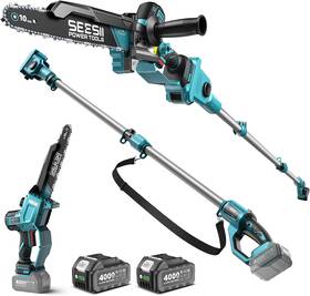 Seesii 313057730777 10-inch 2-in-1 Cordless Pole Saw And Mini Chainsaw 21v Battery Powered Bru
