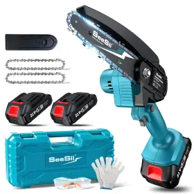 67e2938c69c16d994e435434 Seesii Mini Chainsaw Cordless 6 Inch Handheld Electric Power Chain Saw With 2