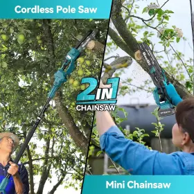 69e40b8bb5b21094af055a6c Seesii 2 In 1 Electric Pole Saws For Tree Trimming 6 Inch Mini Chainsaw Cordless