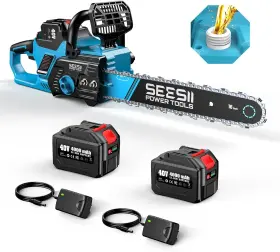 Seesii 973692199182 16 Inch Cordless Chainsaw Brushless Electric Handheld Chain Saw 2xbattery &charger
