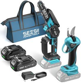 Seesii Aps61 Mini Chainsaw And Electric Pruning Shears Combo 6inch Brushless Handhel