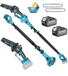 Seesii Ps600 2-in-1 Cordless Pole Saw 6 Inch Mini Chainsaw With 2 Batteries And Extension