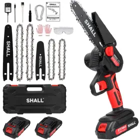 Shall 744110225624 New 4 Inch And 6 Cordless Mini Chainsaw 21v Battery 2 Chains One-hand Use