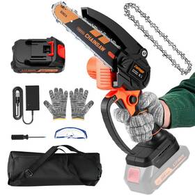 Sharklogger 810147645657 Mini Chainsaw 6-inch Cordless Electric Portable Handheld Chai