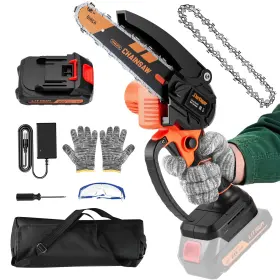 Sharklogger 810147645657 Mini Chainsaw 6-inch Cordless Electric Portable Handheld Chai
