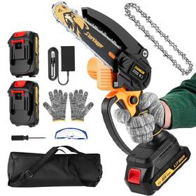 Sharklogger 810147648436 Mini Chainsaw 6-inch Cordless Electric Small Chainsaws Portable Handheld Ch