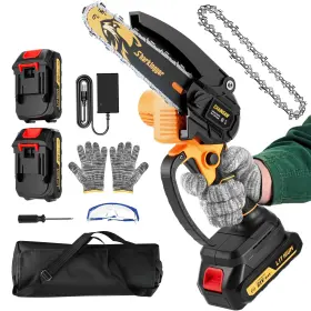 Sharklogger 810147648436 Mini Chainsaw 6-inch Cordless Electric Small Chainsaws Portable Handheld Ch