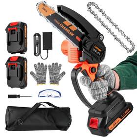 Sharklogger 810147648993 Mini Chainsaw 6-inch Cordless Electric Small Chainsaws Portable Handheld Ch