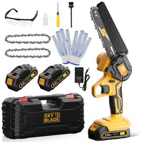 Skyblade Cs405-y 6 Inch Mini Chainsaw Cordless Portable Electric For Wood Cutting