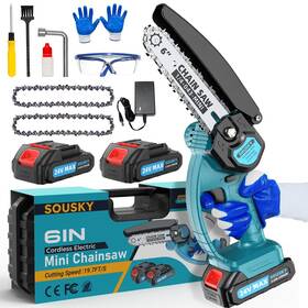 Sousky 739719883153 Mini Chainsaw Cordless 6inch Portable Handheld Small Battery Powere