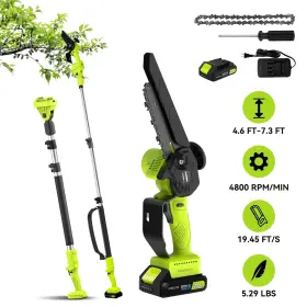 Steelite 445003977943 Cordless 6 Inch Electric Mini Chainsaw 21v 2.0 Ah Battery Powered 13 Ft Tree Trimmin