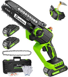 Sunchers 69e40b8bb5b21094af055a71 Mini Chainsaw Cordless 6 Inch Electric With 2 Battery Handheld