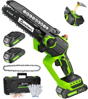 69e40b8bb5b21094af055a71 Sunchers Mini Chainsaw Cordless 6 Inch Electric With 2 Battery Handheld