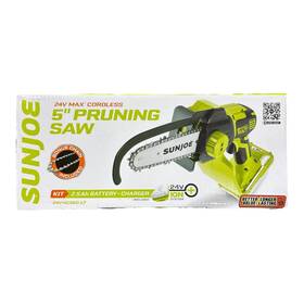 Sunjoe 842470141278 24 Volt Ionmax Cordless Handheld 5 Inch Pruning Chainsaw Kit 2.5-ah Battery