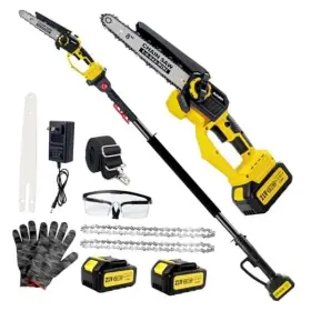 Gzj-n2-gj Suoee Brushless 2-in-1 Cordless Pole Saw And Mini Chainsaw 2 21v 4.0ah Yellow