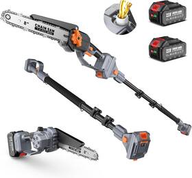 Taskstar Ps01 2-in-1 Cordless Pole Saw 15ft 8 Inch Mini Chainsaw Brushless Motor 2x4.0 Ah Battery