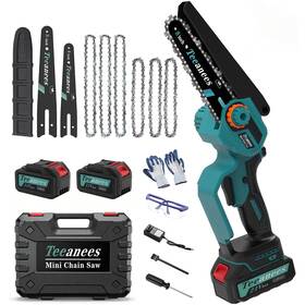 Teeanees 721691314503 8 Inch Chainsaw Cordless With 2x4.0ah Batteries - Handheld Battery Operated Cha