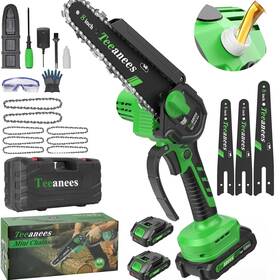 Teeanees 759784421227 Mini Chainsaw Cordless 8 Inch Portable Electric Chain Saw With 2 4000mah Batt