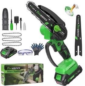 Teeanees 759784421234 Mini Chainsaw Cordless 6 Inch Small Hand Held Electric Battery Power