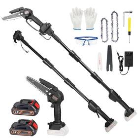 Teqhome 730056080373 2-in-1 Cordless Pole Saw And 6 Inch/4 Inch Mini Chainsaw Electric For