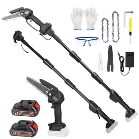 Teqhome 730056080373 2-in-1 Cordless Pole Saw And 6 Inch/4 Inch Mini Chainsaw Electric For