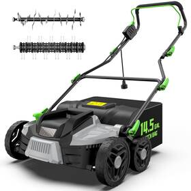 Tiectown 67e2938c69c16d994e435448 16 Inch 15.5 Amp 2 In 1 Electric Dethatcher And Scarifier With 14.5 Gallon