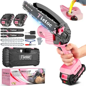 Tietoc 313108973993 Mini Chainsaw 6-inch With 2 Batteries Electric Saw Stocking Stuffers Ch