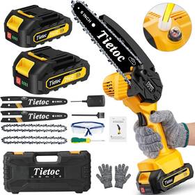 Tietoc 629721725759 Mini Cordless Chainsaw 6 Inch Handheld Saw With Security Lock Battery Powered