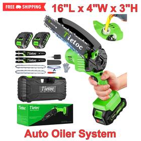 Tietoc 690125484078 Cordless Mini Chainsaw 6-inch 880w 2 Batteries Auto Oiler Lightweight And Safe